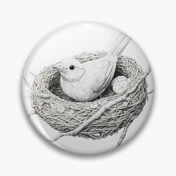 Item preview, Black and White Bird Pencil Drawing designed and sold by Pencil-Art.