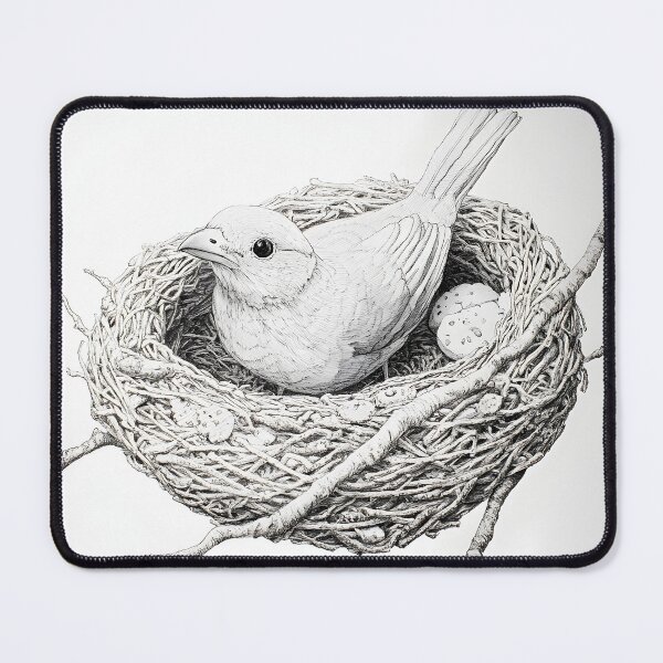 Item preview, Black and White Bird Pencil Drawing designed and sold by Pencil-Art.