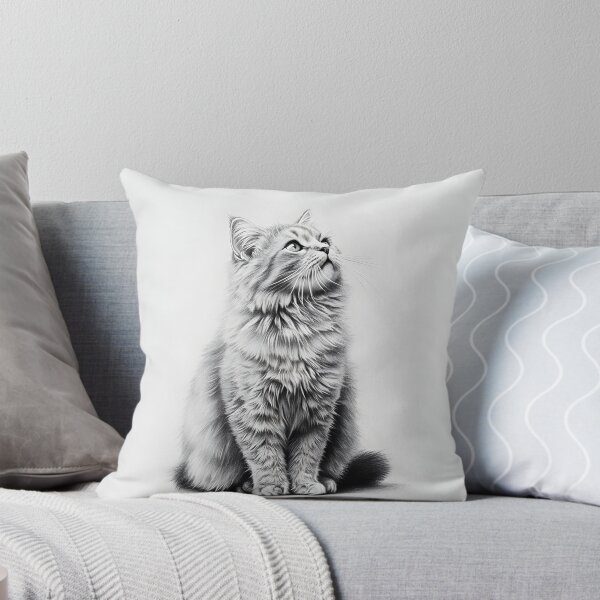 Artikelvorschau, Bleistiftzeichnung einer schwarz-weißen Katze entworfen und verkauft von Pencil-Art.