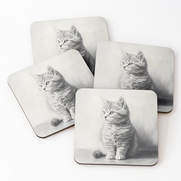 Item preview, Black and white cat pencil drawing designed and sold by Pencil-Art.
