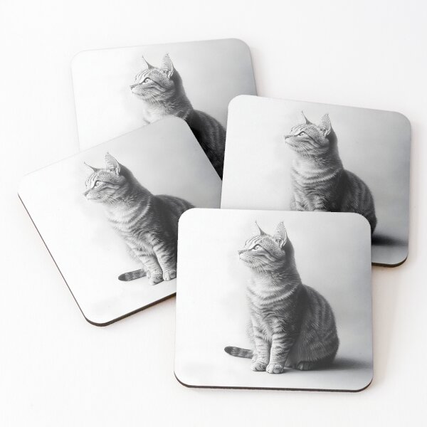 Item preview, Black and white cat pencil drawing designed and sold by Pencil-Art.