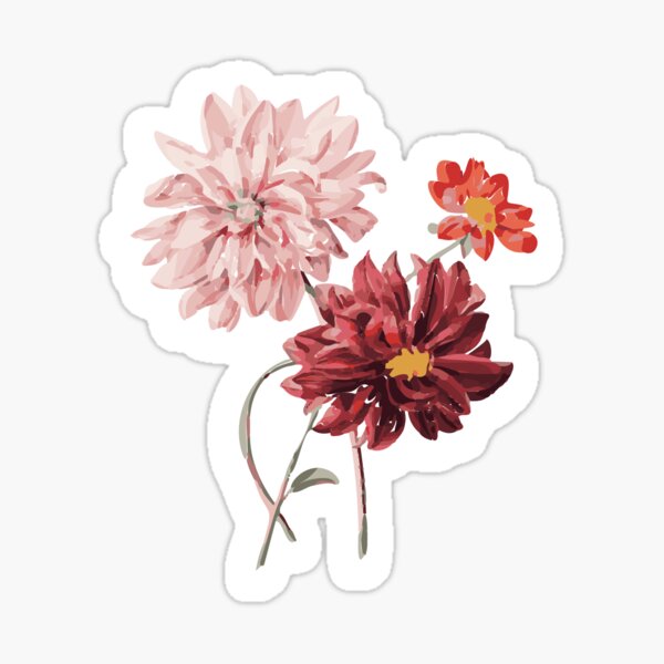 Item preview, Vintage Dahlia Flower Art Sticker | Public Domain Illustration by Willem Hekking designed and sold by QuteStuffHere.