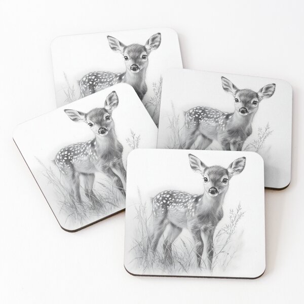 Item preview, Black and white deer pencil drawing designed and sold by Pencil-Art.