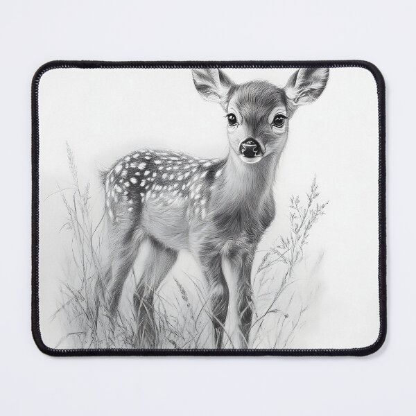 Item preview, Black and white deer pencil drawing designed and sold by Pencil-Art.