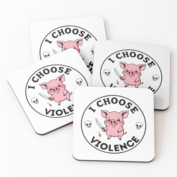 Item preview, I Choose Violence Funny Pig Knife Cartoon  designed and sold by Kia Blaze.