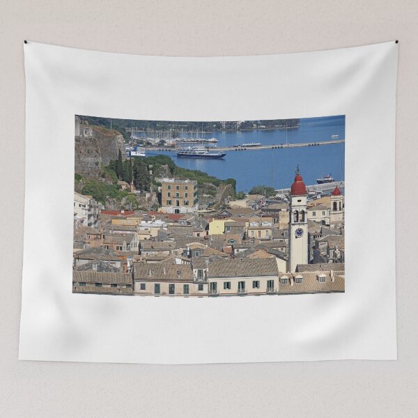 Item preview, old Corfu town with port cityscape designed and sold by goceris.