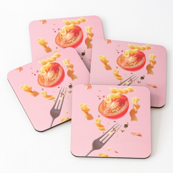 Item preview, Pink backdrop: spiral pasta & tomato designed and sold by anytka.