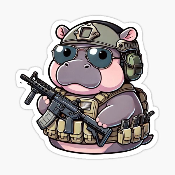 Aperçu de l'œuvre Hippopotame tactique créée et vendue par RAWLIFEGRAPHIC.