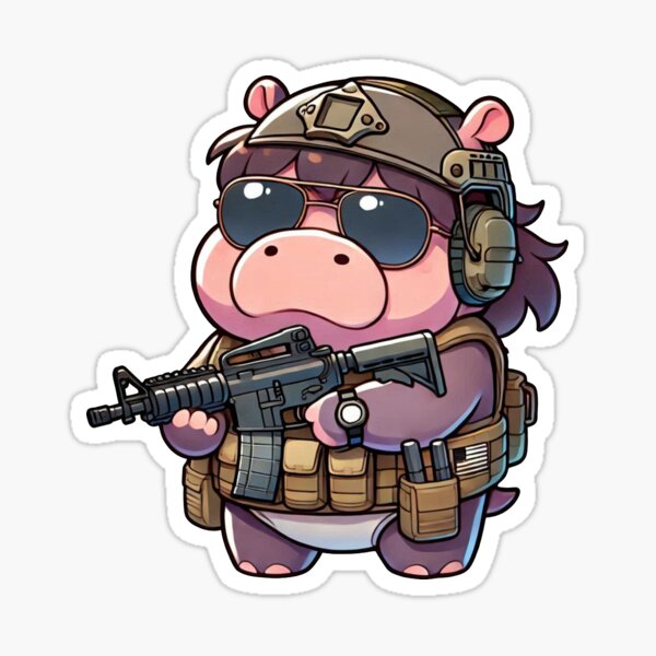 Aperçu de l'œuvre Hippopotame tactique créée et vendue par RAWLIFEGRAPHIC.