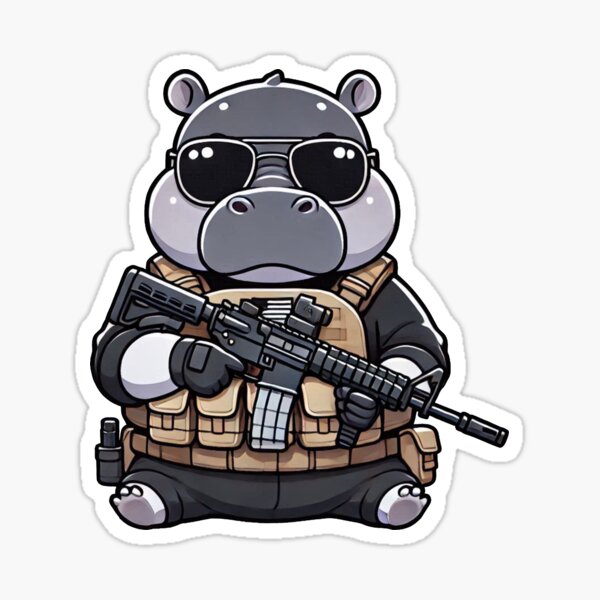 Aperçu de l'œuvre Hippopotame tactique créée et vendue par RAWLIFEGRAPHIC.
