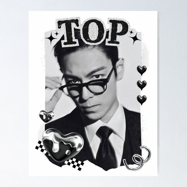 Item preview, TOP Choi Seung-hyun Korean Actor Black and White Collage Design designed and sold by AJUNICE STUDIO.