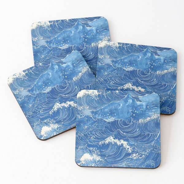 Item preview, Continuous sea wave design in blue tones. designed and sold by nimbusdesignart.