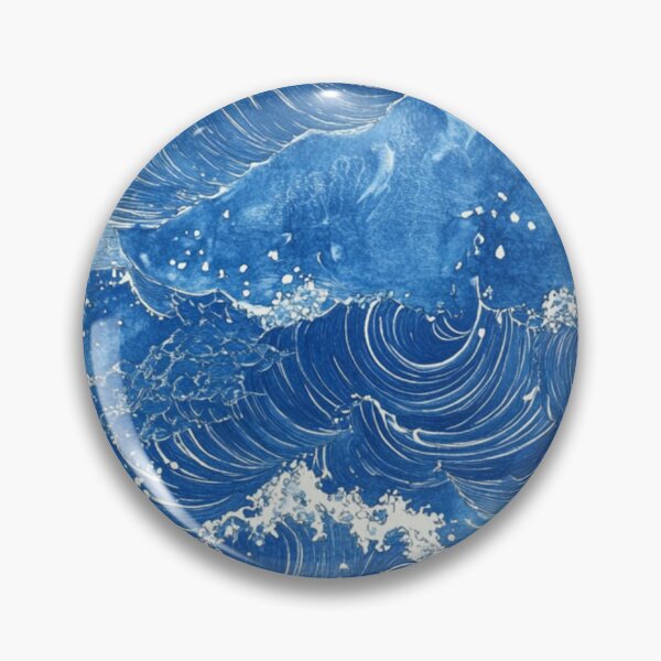 Item preview, Continuous sea wave design in blue tones. designed and sold by nimbusdesignart.
