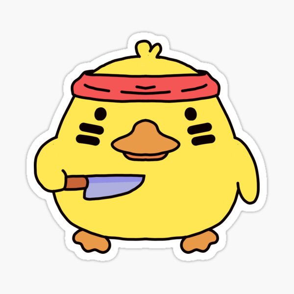 Aperçu de l'œuvre Canard de guerre jaune avec couteau créée et vendue par DrawNeres.