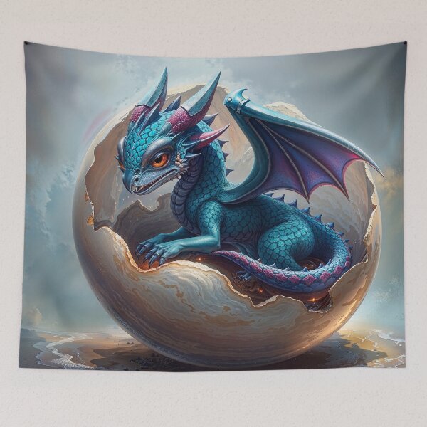 Item preview, Baby Blue Dragon in his Shell designed and sold by Skye Ryan-Evans.