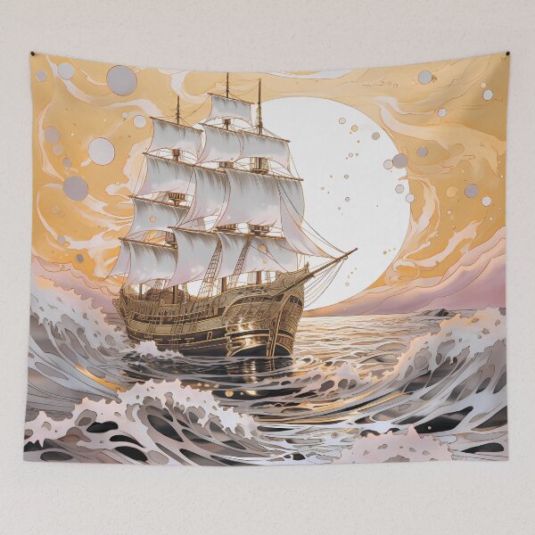 Item preview, Old sailing ship at sea.Antique. designed and sold by MagelliShop.