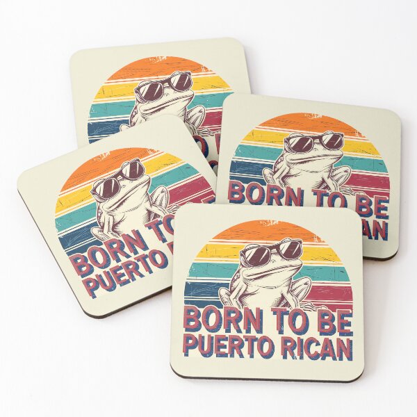 Item preview, Vintage Sunburst Frog Design – Born to Be Puerto Rican Retro-Inspired Graphic Art designed and sold by marvinismyname.