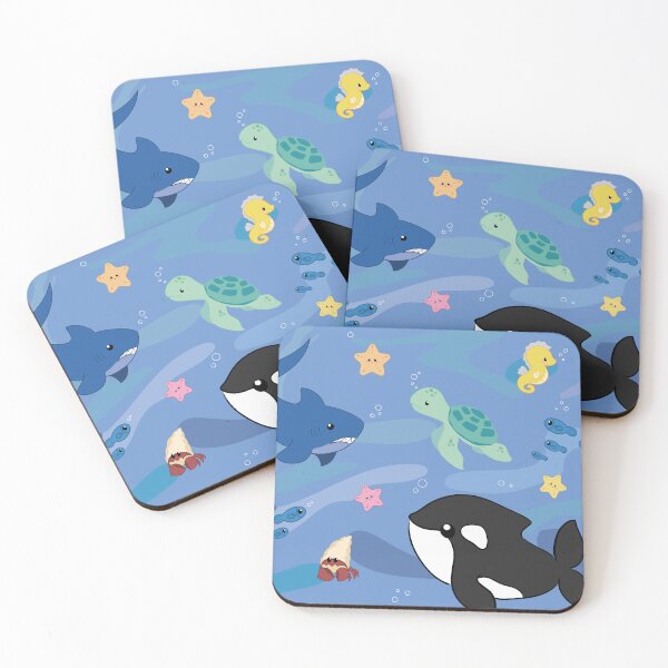 Item preview, Kawaii ocean wildlife pattern with whales, turtles and sharks designed and sold by NaiBalin.