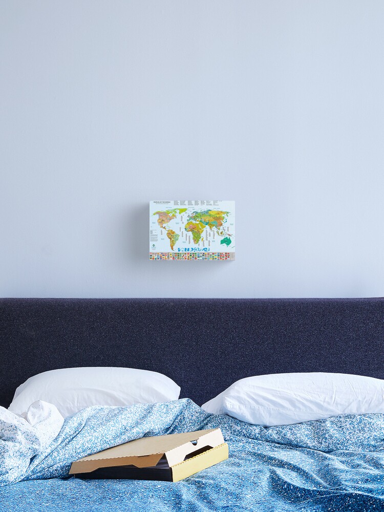 Aperçu 2 sur 3. Impression sur toile avec l'œuvre Carte des peuples du monde créée et vendue par Multinatio.