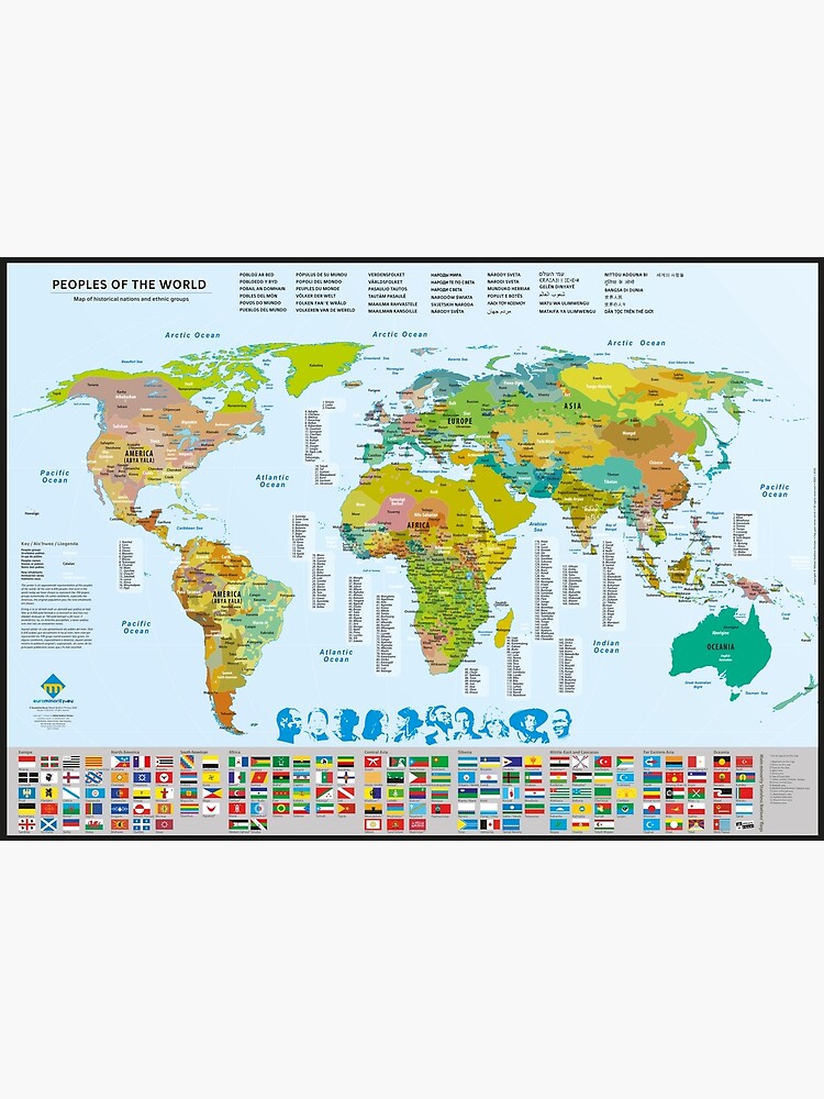 Aperçu 2 sur 2. Carte postale avec l'œuvre Carte des peuples du monde créée et vendue par Multinatio.