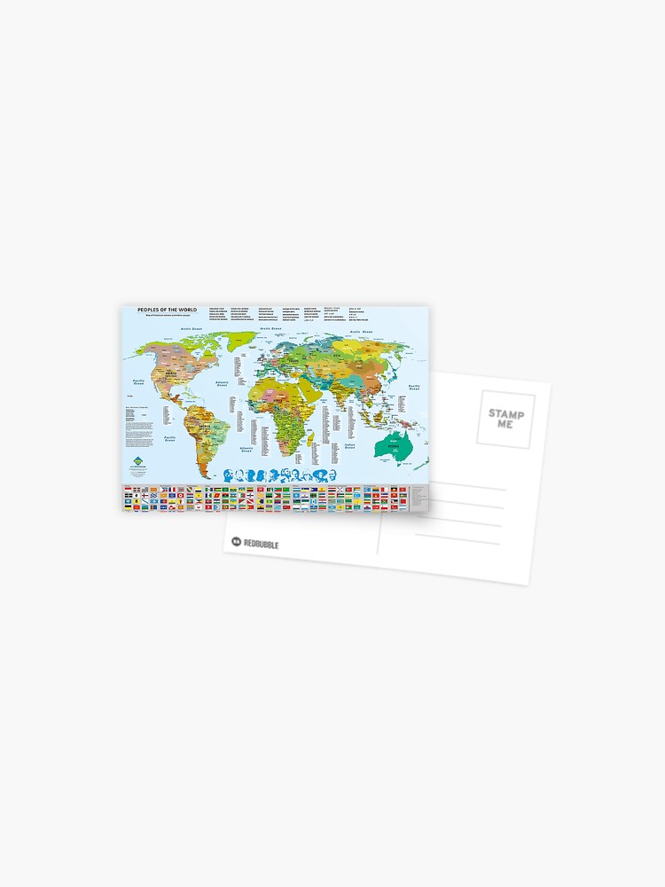 Aperçu 1 sur 2. Carte postale avec l'œuvre Carte des peuples du monde créée et vendue par Multinatio.