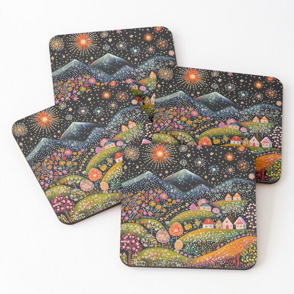 Item preview, Polka Dot Mountains with Floral Gardens designed and sold by Neika Shimm Designs.