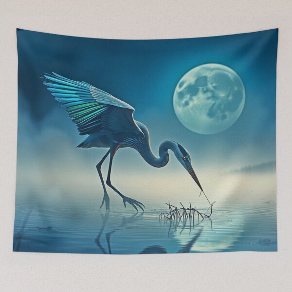 Item preview, Great Blue Heron and Moon designed and sold by Skye Ryan-Evans.