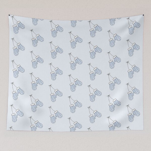 Item preview, Hand drawn Blue plaid mittens  designed and sold by toastysketches.