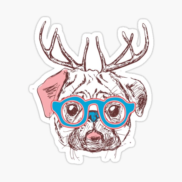Vista previa del artículo con la obra «Cute Pug Christmas - Camiseta», diseñado y vendido por Urbane  Designs.
