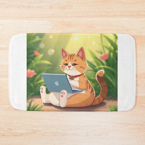 Item preview, cat working on laptop designed and sold by hjian8219.