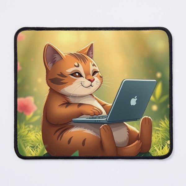 Item preview, cat working on laptop designed and sold by hjian8219.