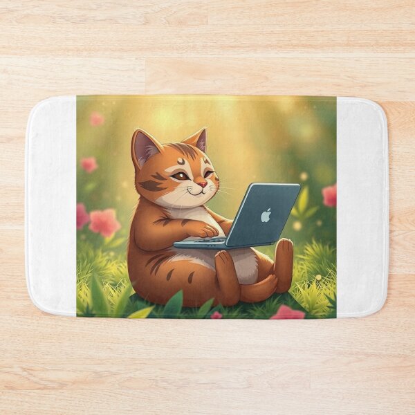 Item preview, cat working on laptop designed and sold by hjian8219.