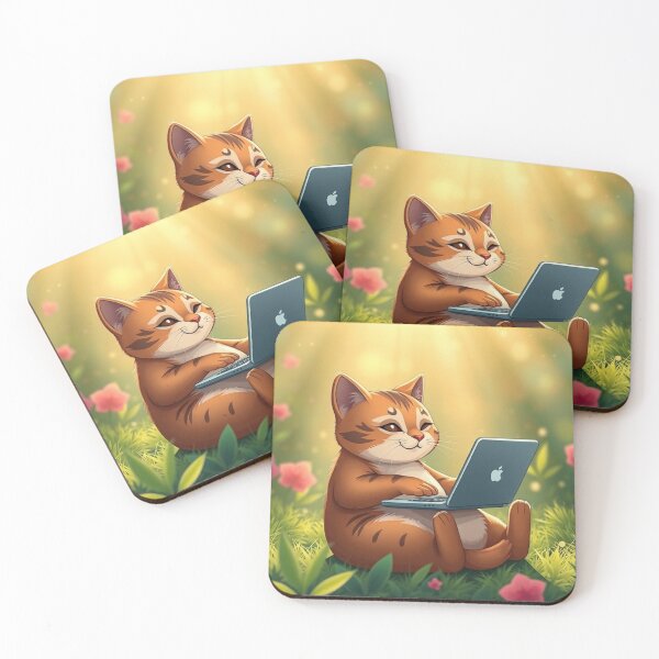 Item preview, cat working on laptop designed and sold by hjian8219.
