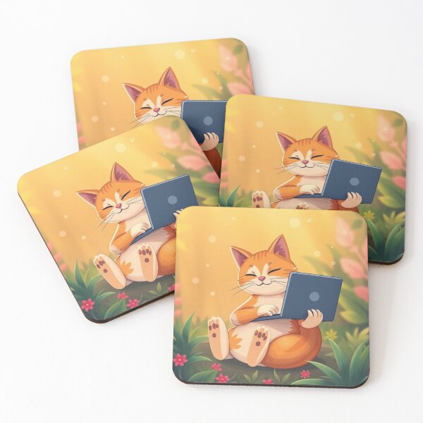 Item preview, cat working on laptop designed and sold by hjian8219.