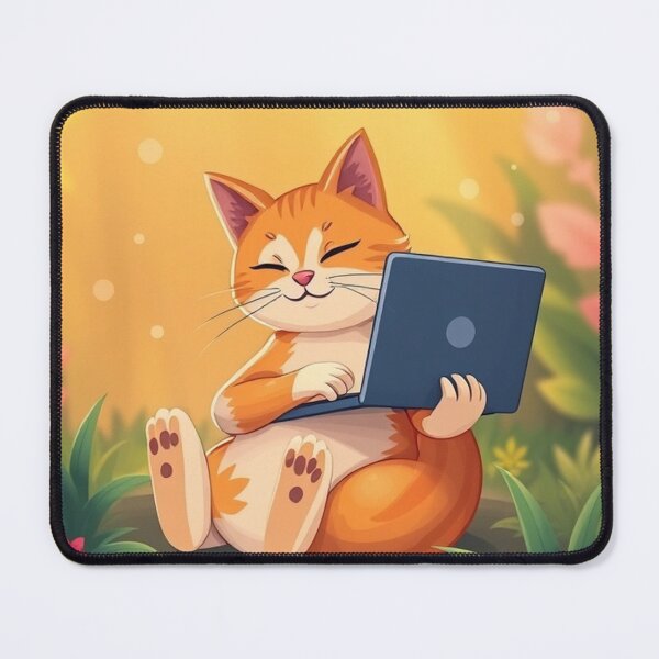 Item preview, cat working on laptop designed and sold by hjian8219.