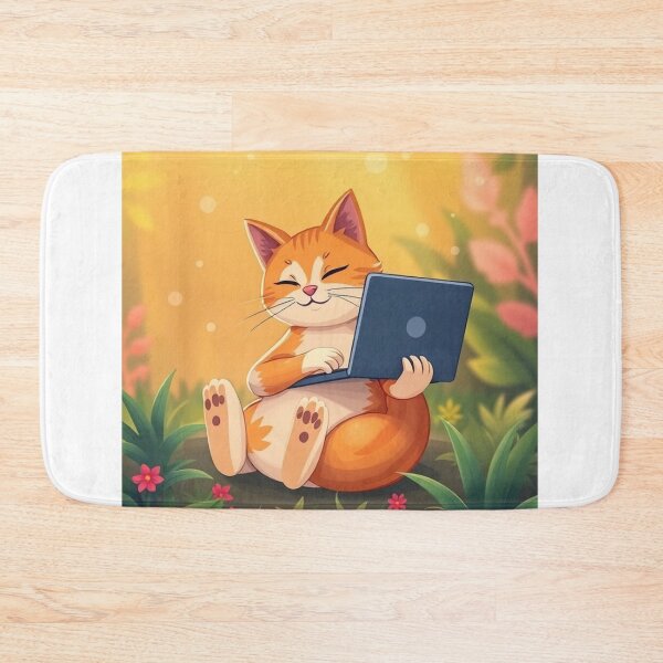 Item preview, cat working on laptop designed and sold by hjian8219.