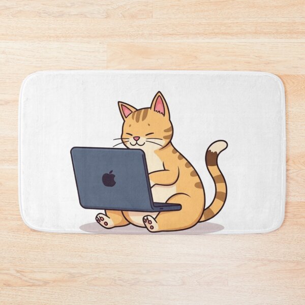 Item preview, cat working on laptop designed and sold by hjian8219.