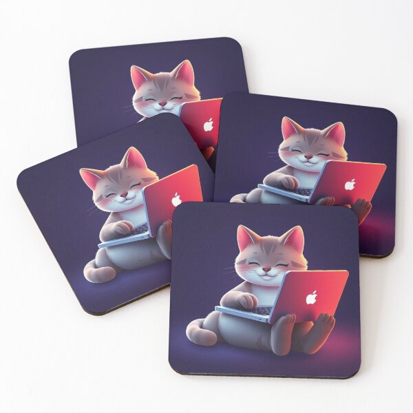 Item preview, cat working on laptop designed and sold by hjian8219.