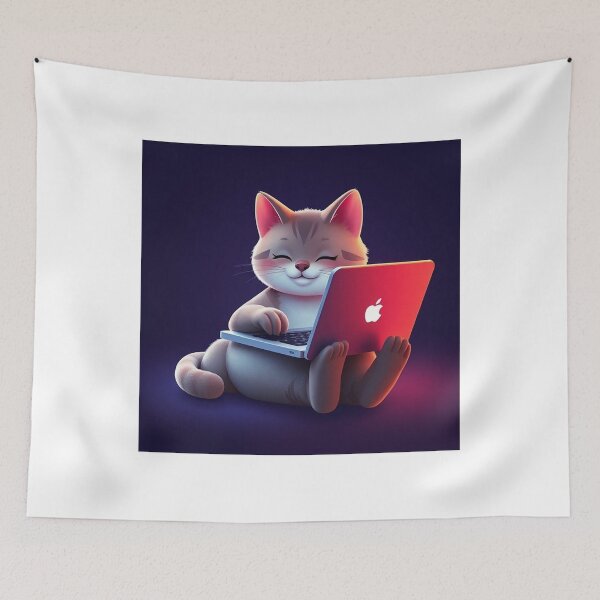 Item preview, cat working on laptop designed and sold by hjian8219.