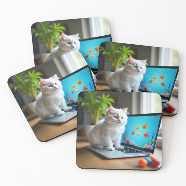 Item preview, cat working on laptop designed and sold by hjian8219.