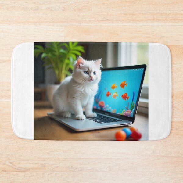 Item preview, cat working on laptop designed and sold by hjian8219.