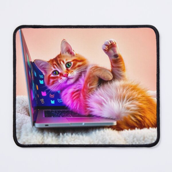 Item preview, cat working on laptop designed and sold by hjian8219.
