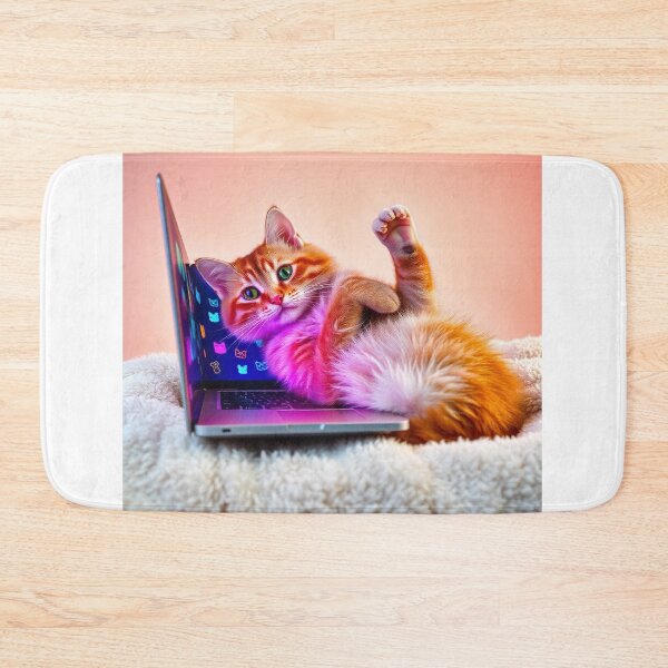 Item preview, cat working on laptop designed and sold by hjian8219.