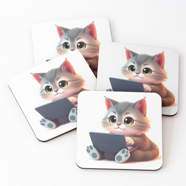 Item preview, cat working on laptop designed and sold by hjian8219.