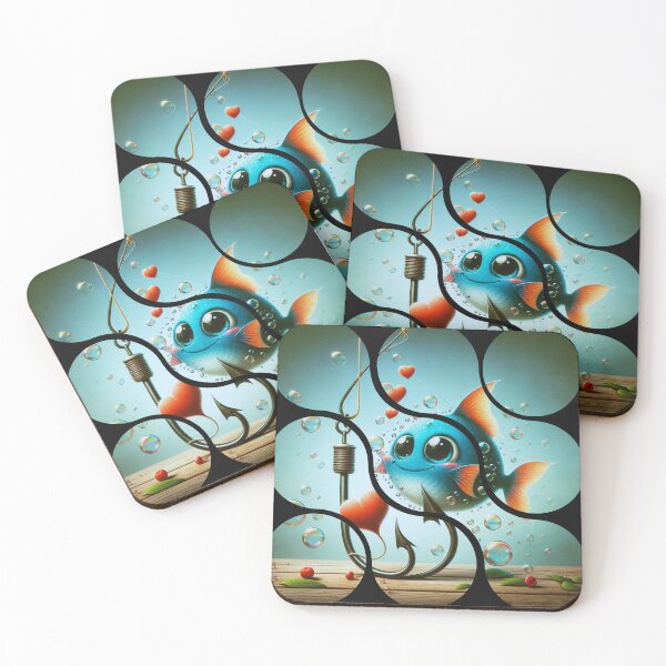 Item preview, Hooked on You & Adorable Fishing Love Design with Heart Bubbles designed and sold by drip.design.co.