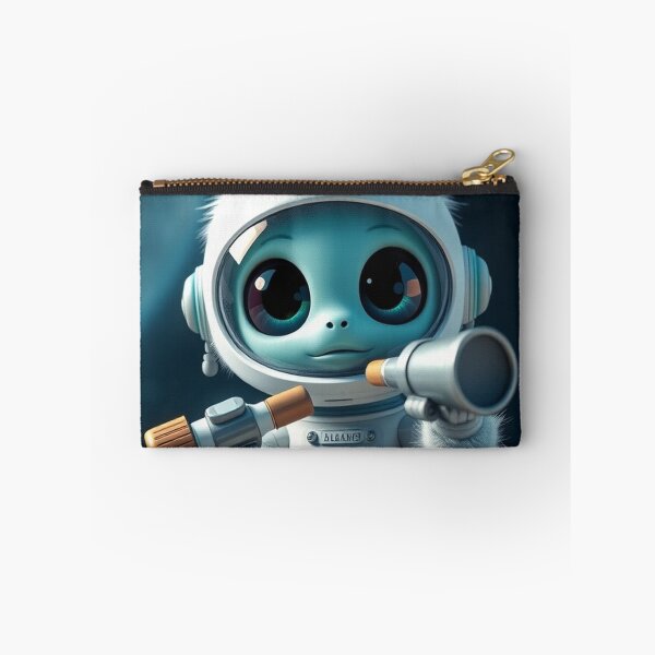Item preview, Cute Astronaut Observing Alien with Telescope Vector Illustration designed and sold by hjian8219.