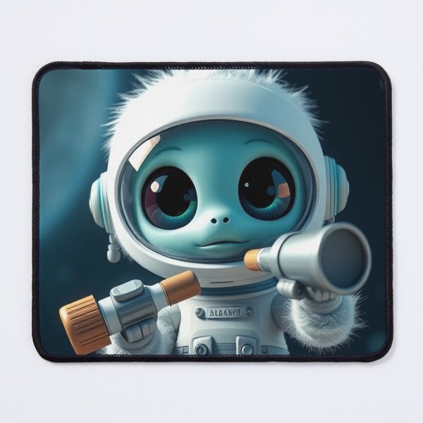 Item preview, Cute Astronaut Observing Alien with Telescope Vector Illustration designed and sold by hjian8219.