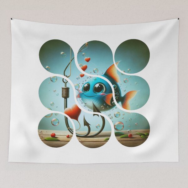 Item preview, Hooked on You & Adorable Fishing Love Design with Heart Bubbles designed and sold by drip.design.co.