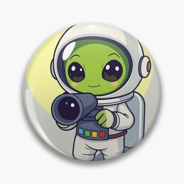 Item preview, Cute Astronaut Observing Alien with Telescope Vector Illustration designed and sold by hjian8219.