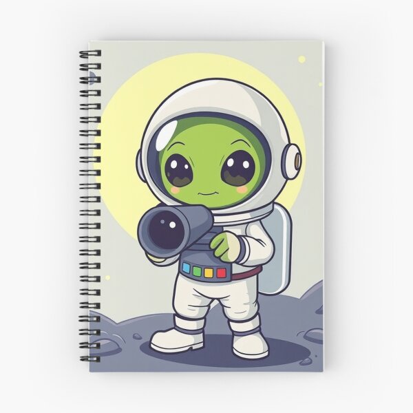 Item preview, Cute Astronaut Observing Alien with Telescope Vector Illustration designed and sold by hjian8219.